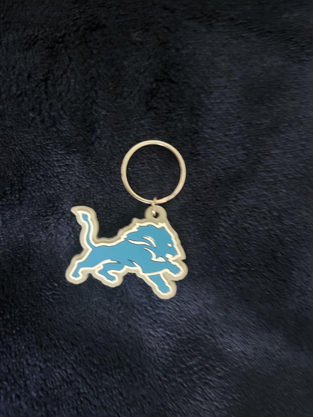 NFL Teal Lion Keychain with Silver Outline